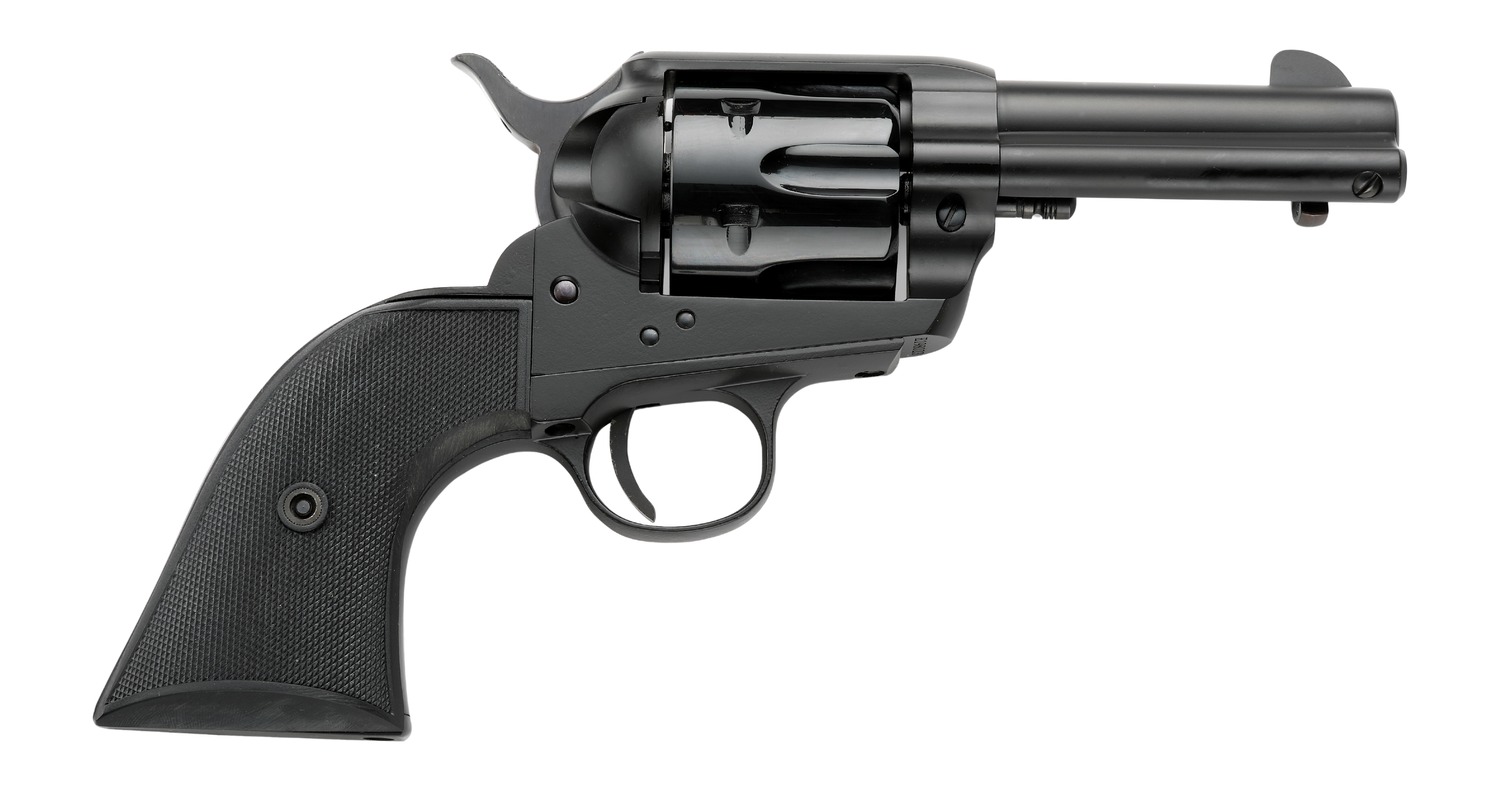 Pietta PFI9ALLOYAS312CB Alloy 9mm Luger 6 Shot 3.50″ Matte Black Alloy Steel Barrel & Frame, Black Checkered Grip
