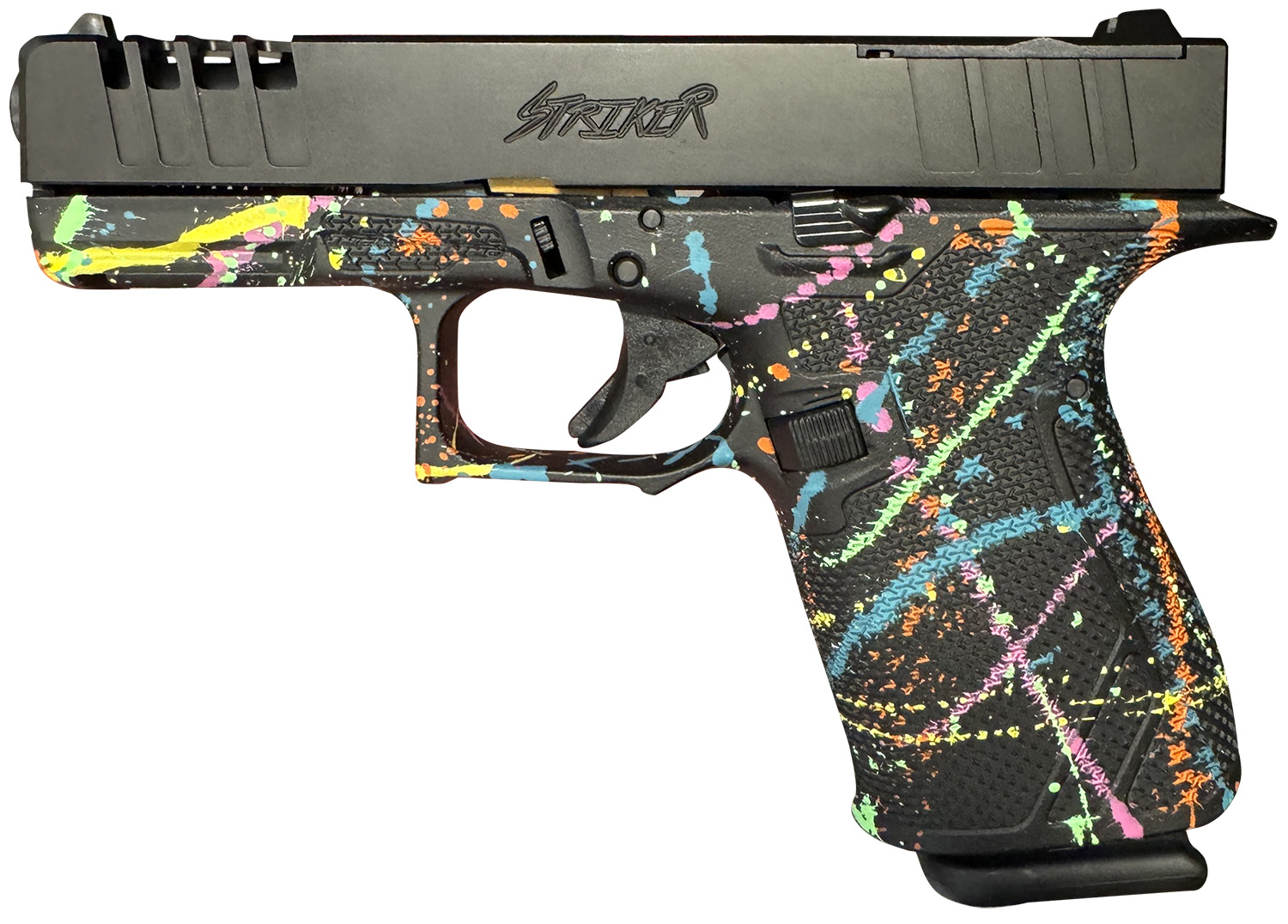 Great Lakes Firearms GL19SBLK Striker 9mm 15+1 4″ Front/Rear Serrations Cerakote Splatter Black