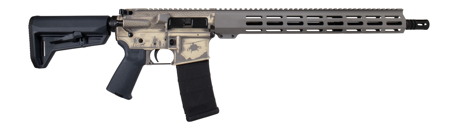 Shark Coast Tactical 300-111-1000-27 Military 5.56 NATO 30+1 16″ Black Melonite Threaded Barrel 2-Tone FDE Cerakote Aluminum Receiver w/Picatinny Rail, M-LOK Handguard, Magpul MOE SL Black Polymer Sto
