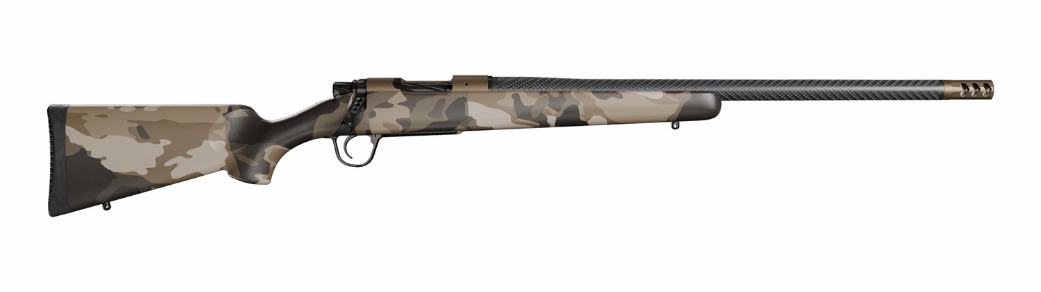 Christensen Arms 8010653000 Ridgeline FFT Full Size 7mm PRC 3+1 22″ Carbon Fiber Threaded Barrel, Burnt Bronze Cerakote Steel Drilled & Tapped Receiver, Barren Dune Camo Fixed Carbon Fiber Stock