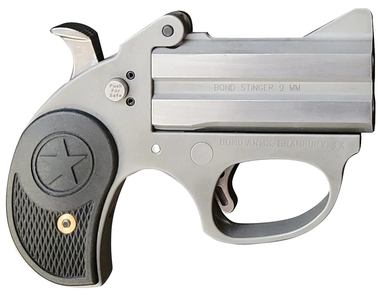Bond Arms BASRS Stinger Stinger RS 357 Mag/38 Spl 2 Shot 3″ Rough Matte Stainless Steel Barrel Rough Matte Stainless Steel Frame Black Rubber Grips Right Hand