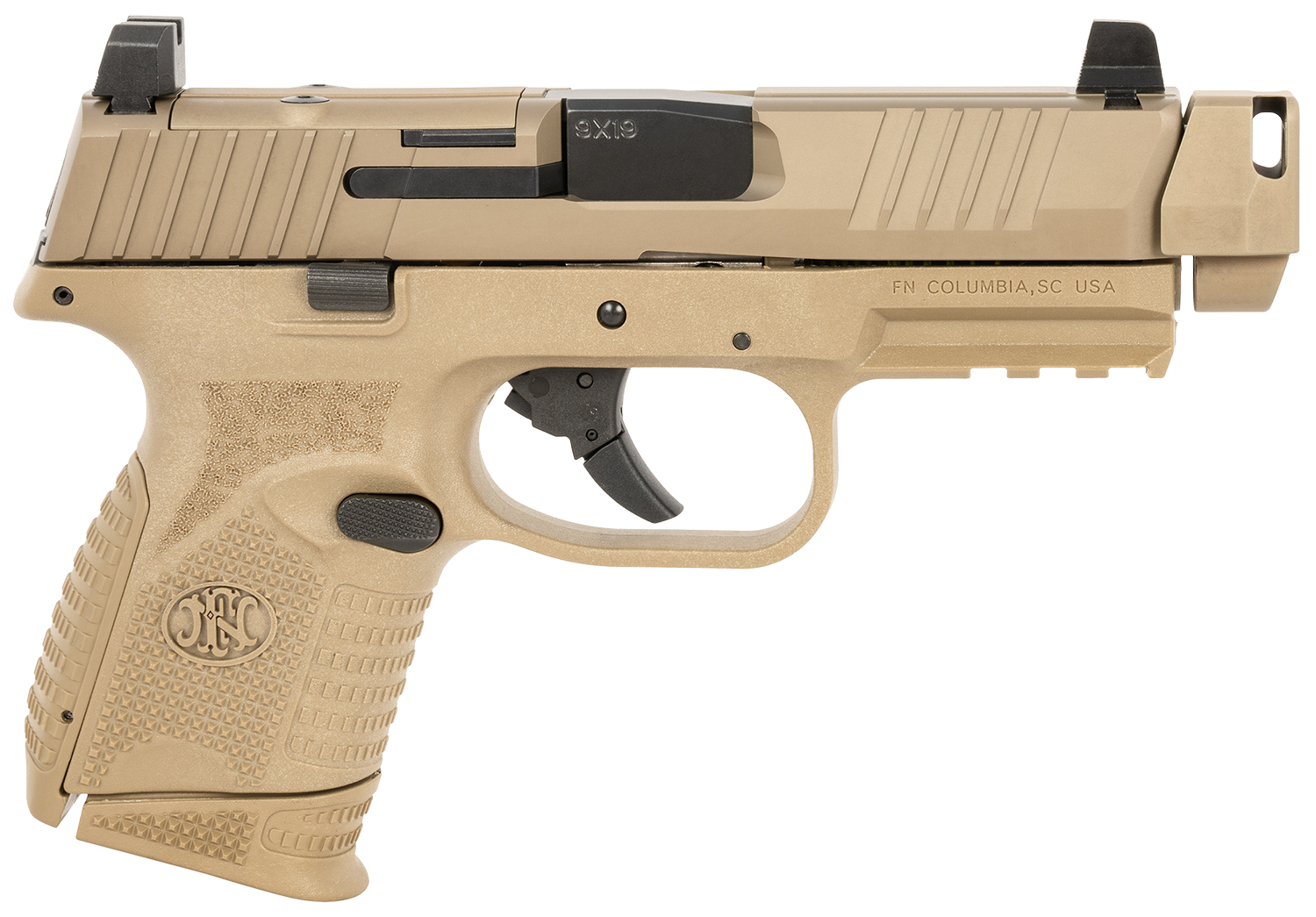 FN 66101795 509C MRD  Compact W/ Compensator Frame 9mm Luger 10+1 Black Flat Dark Earth PVD Flat Dark Earth