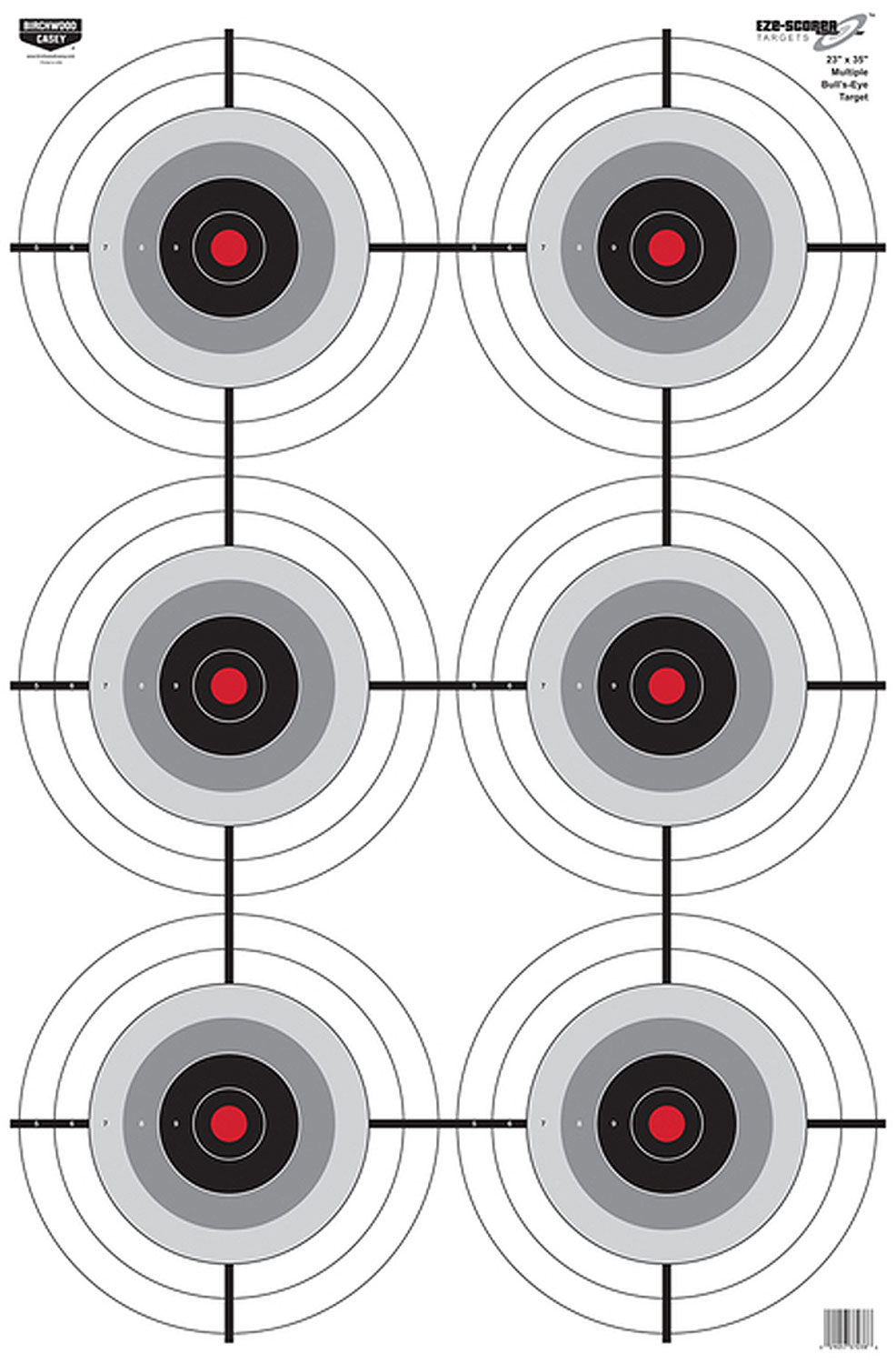 Birchwood Casey 37038 EZE-Scorer 6-Bullseye Paper Target 23″ x 35″ 100 Per Pack