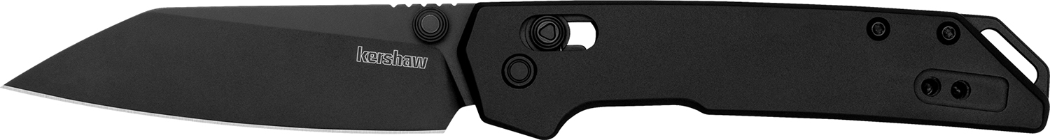 Kershaw 2051RBLK Iridium Mini 3″ Folding Reverse Tanto Plain Black Oxide D2 Steel Blade, Black Anodized Aluminum Handle