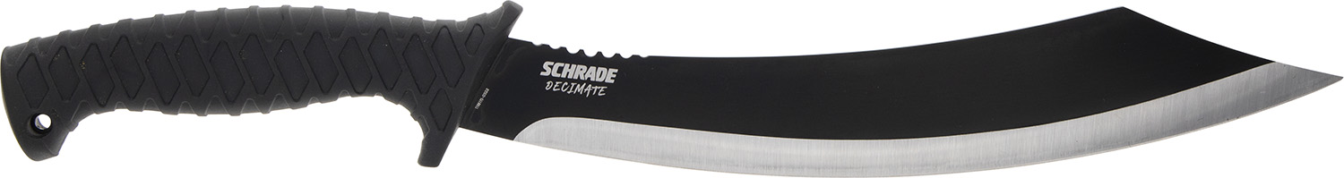Schrade 1182527 Decimate Parang 11.75″ Fixed Parang Plain Black Black Oxide 3Cr13 Steel Blade 6.75″ Black Rubber Overmold Handle Includes Sheath