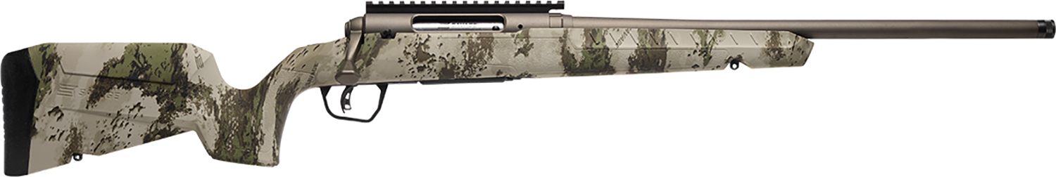 Savage Arms 32301 Axis 2 Pro Compact 223 Rem 4+1 20″ Gun Metal Bronze Cerakote Heavy Threaded Barrel & Picatinny Rail Carbon Steel Receiver, Fixed Woodland Camo Synthetic Stock, Right Hand