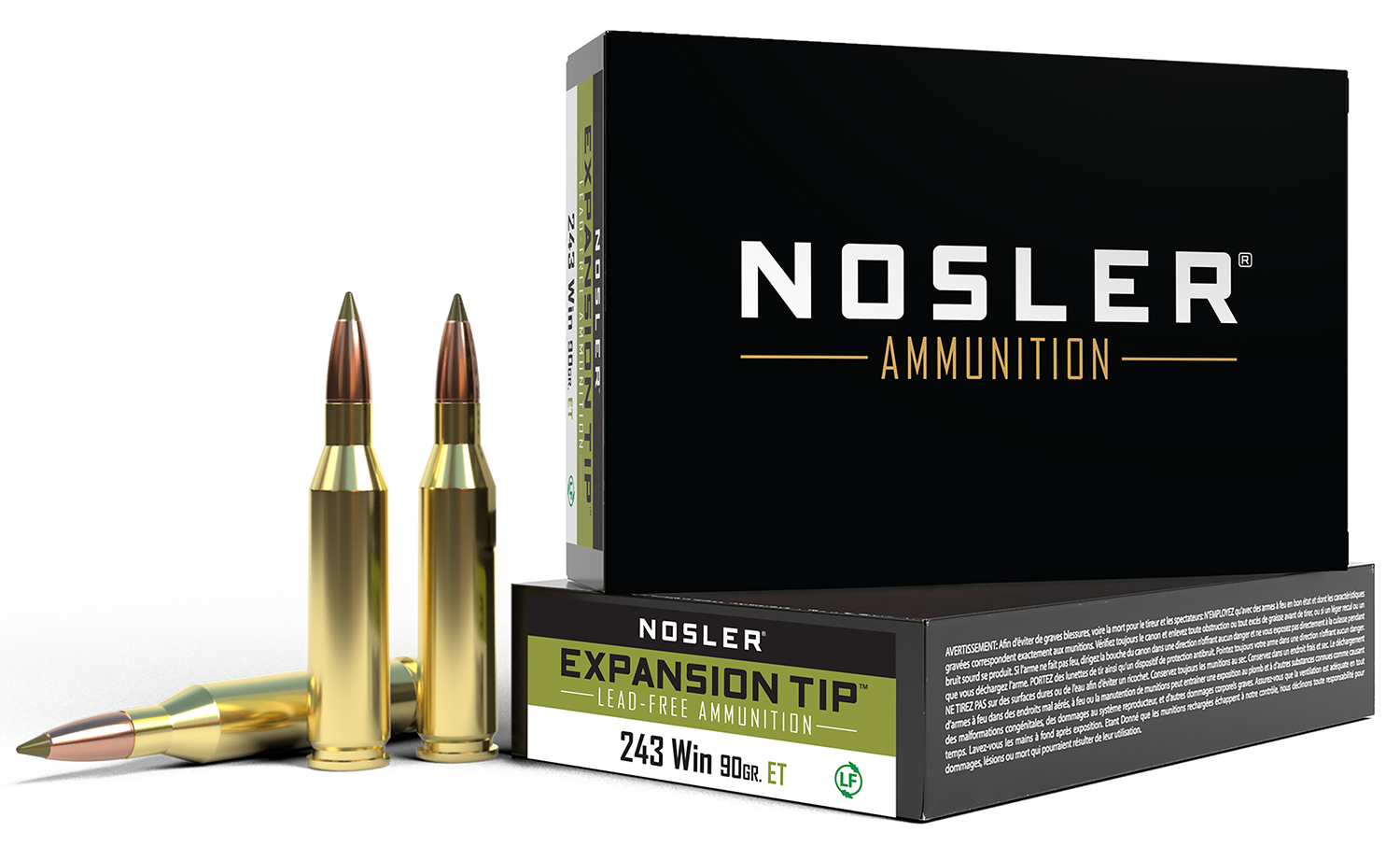 Nosler 40030 E-Tip Lead Free 243Win 90gr E Tip Lead Free 20 Per Box/10 Case