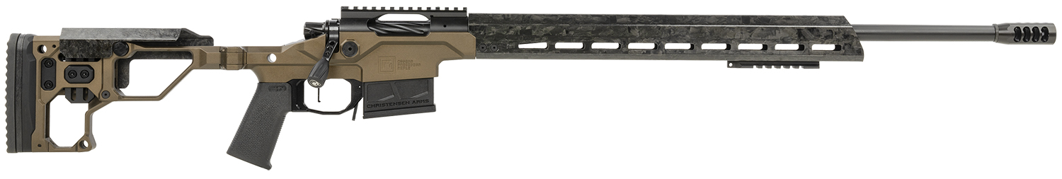 Christensen Arms 8010300900 Modern Precision 6.5 Creedmoor 22″ Threaded Carbon Fiber Barrel 5+1, Black Nitride Finish, Desert Brown Anodized Folding Stock, Polymer Grip