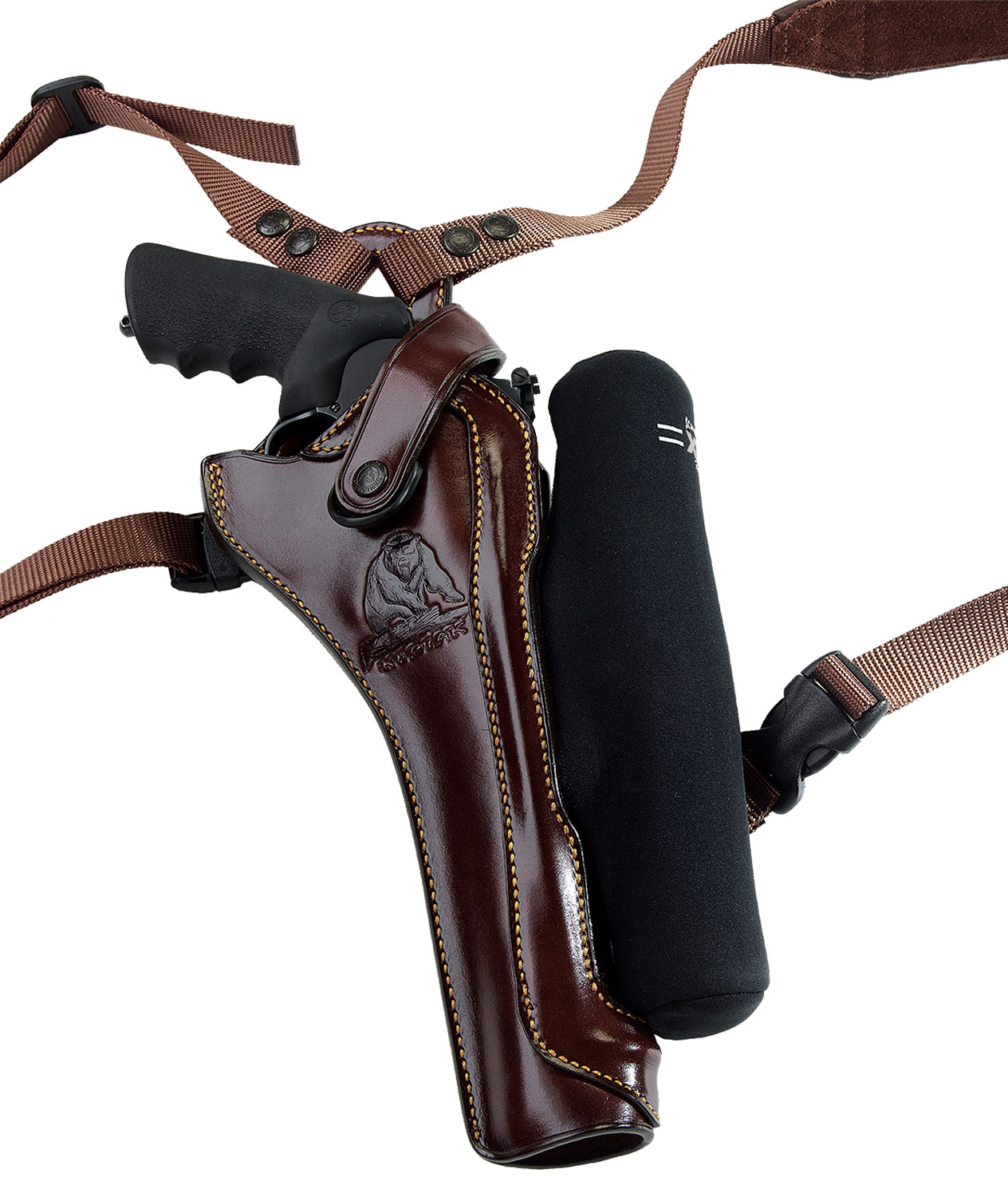 Galco KH172H Kodiak Hunter Chest Holster Havana Brown Leather Shoulder/Torso Strap Fits S&W X Frame 8.375″ Right Hand
