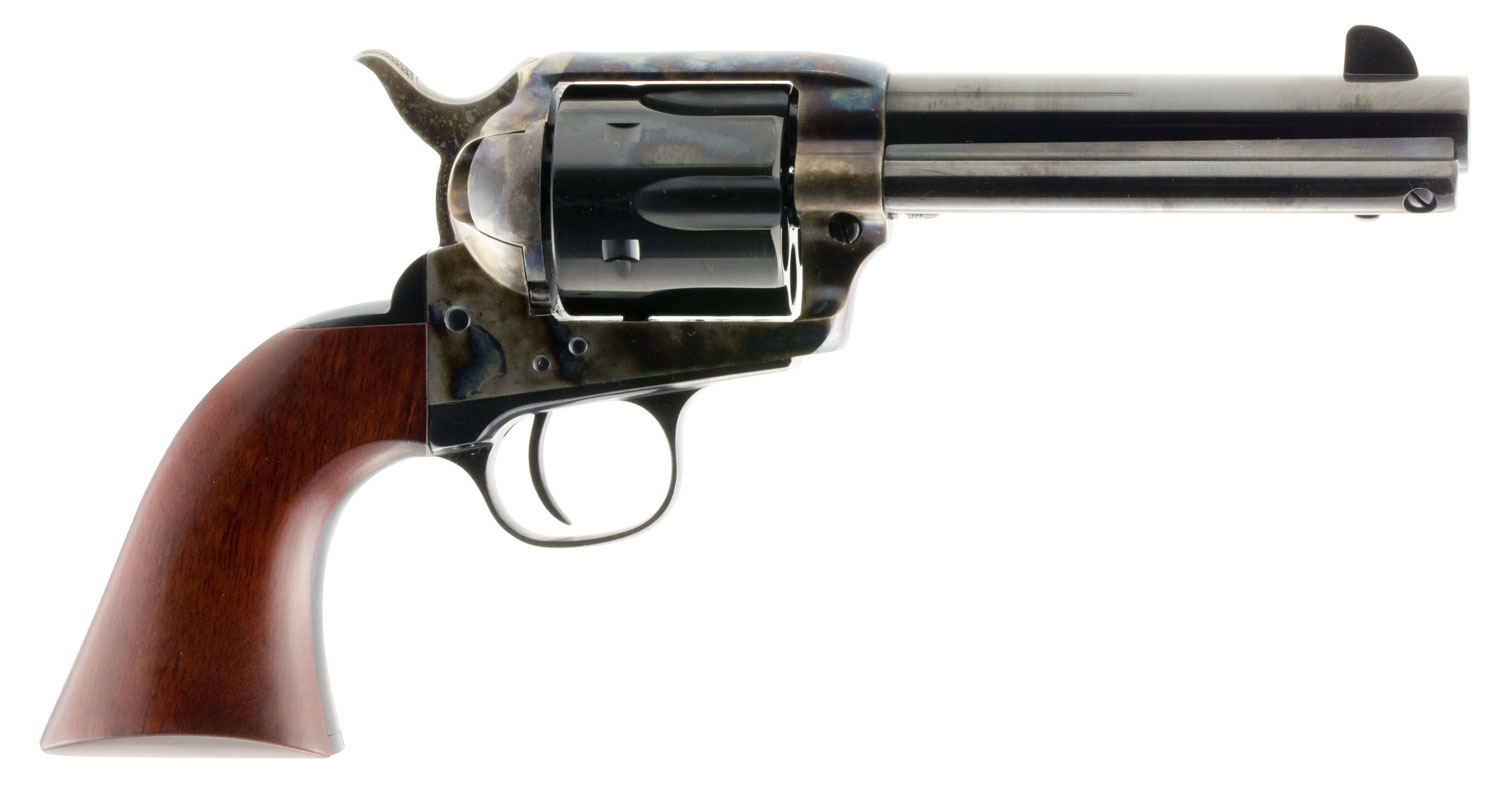 Taylors & Company 550897 1873 Cattleman Uberti 45 Colt (Long Colt) 6 Shot 5.50″ Blued Round Barrel & Cylinder Color Case Hardened Steel Frame, Walnut Navy Style Grip, Exposed Hammer