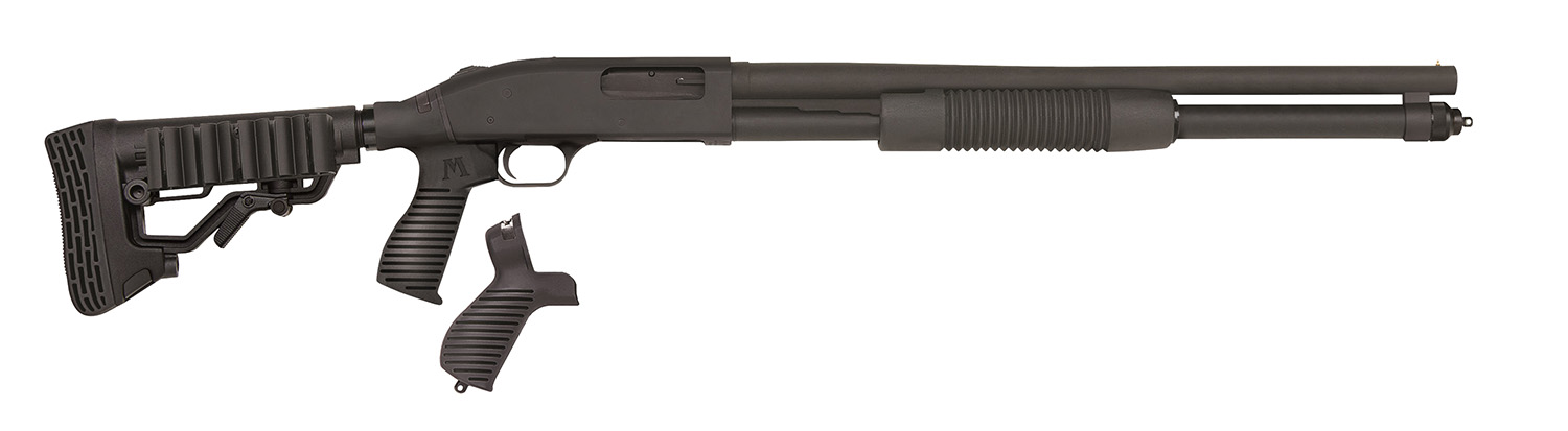 Mossberg 50695 590 Tactical 12 Gauge 8+1 3″ 20″ Cylinder Bore Barrel, Matte Blued Metal Finish, Dual Extractors, FLEX Component 6 Position Stock w/FLEX Pistol Grip & Recoil Pad
