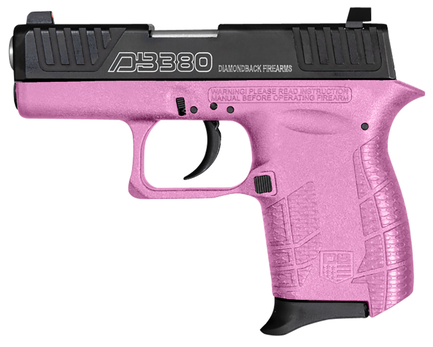 Diamondback DB0100E112 DB380 Gen4 Micro-Compact Frame 380 ACP 6+1, 2.80″ Stainless Steel Barrel, Nickel Boron Serrated Stainless Steel Slide, Pink Polymer Frame w/Beavertail & Grip