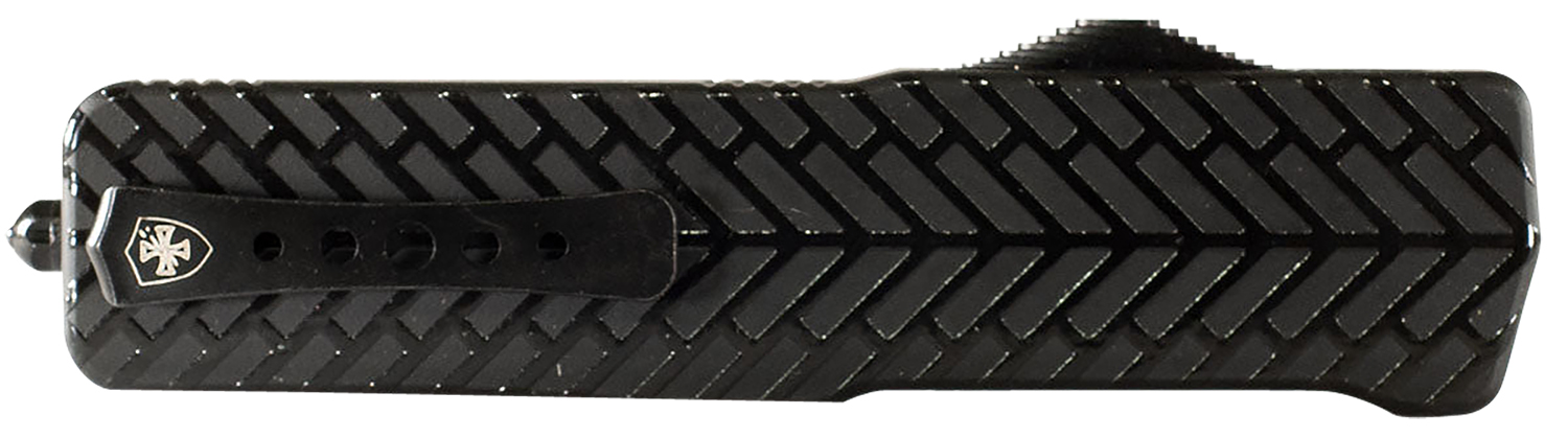 Templar Knife LAHBG52 Premium LW Large 3.55″ OTF Tanto Part Serrated Black Oxide Stonewashed D2 Steel Blade, 5.25″ Black Herringbone Aluminum Handle
