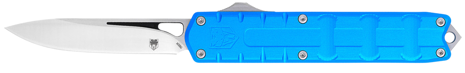 CobraTec Knives CTEBLUM390DNS Enforcer 3.25″ OTF Drop Point Plain M390 Steel Blade/Blue Aluminum Handle