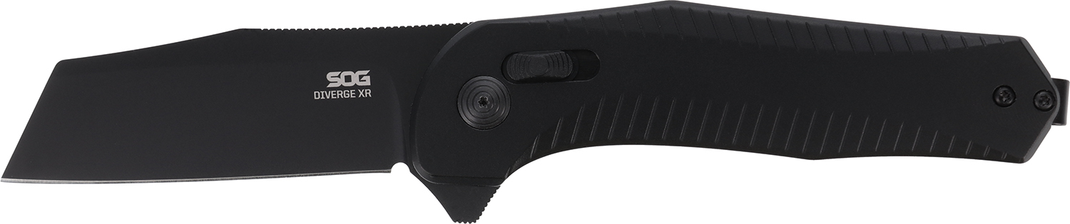 S.O.G SOG12020143 Diverge XR Folder 3″ Folding EDC Plain Black PVD D2 Steel Blade, Black Scaled Aluminum Handle