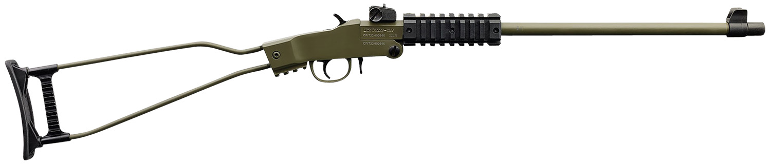 Chiappa Firearms 500266 Little Badger  Full Size 22 LR 1 Shot, 16.50″ OD Green Cerakote Steel Threaded Barrel, OD Green Cerakote Quad Picatinny Receiver, OD Green Cerakote Underfolding Wire Frame Stoc