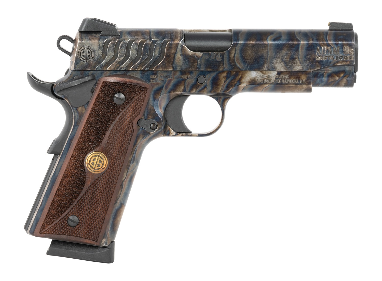 Dickinson LLC DCKSN45FS 1911 Premium Fireball 45 ACP 9+1 5″ Black Steel Barrel, Fireball Serrated Aluminum Slide, Fireball Steel Frame, Wood Grip