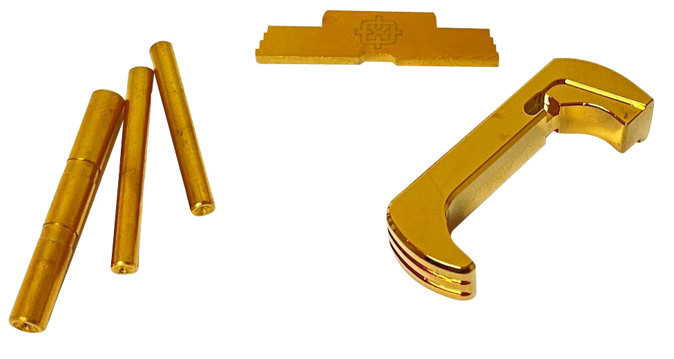 Cross Armory CRG5OKGD 3 Piece Kit Extended Compatible w/ Glock 17/19/26/34 Gen5 Gold Anodized Steel/Aluminum