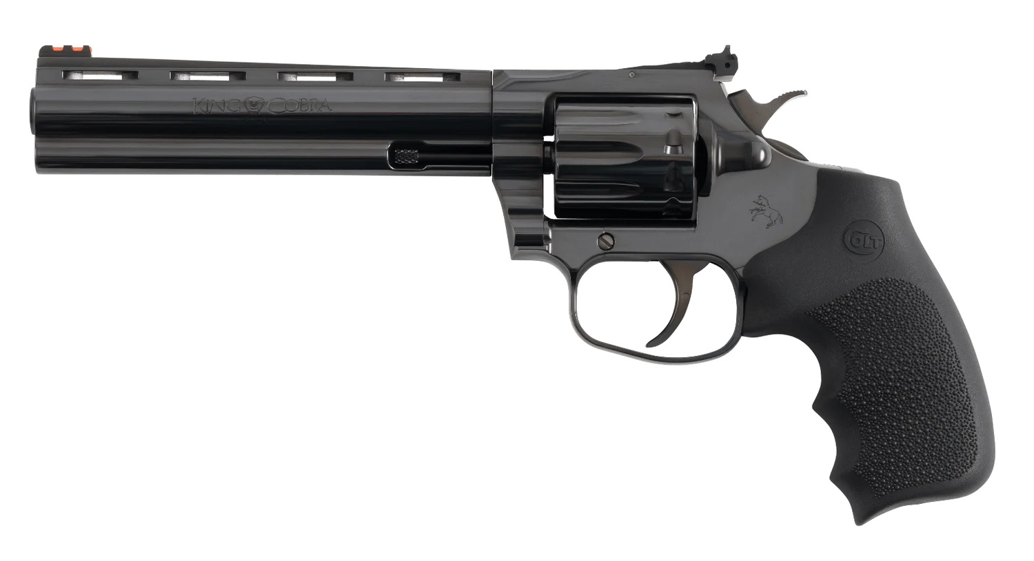 Colt Mfg KCOBRA22-BP6RFO King Cobra Target 22 LR 10rd Shot 6″ Blued Vent Rib Barrel, Blued Carbon Steel Cylinder & Frame, Black Hogue Overmolded Grip, Exposed Hammer