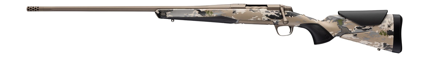 Browning 036125297 X-Bolt 2 Speed Full Size 300 PRC 3+1 26″ Smoked Bronze Cerakote Fluted Threaded Barrel & Steel Drilled & Tapped Receiver, Ovix Camo w/Black Overmold Adj Vari-Tech Synthetic Stock, L