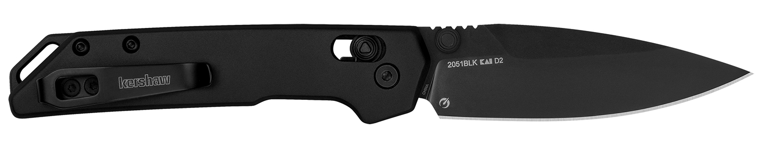 Kershaw 2051BLK Mini Iridium  3″ Folding/Spear Point Plain Stonewashed D2 Steel Blade/Ice Blue Anodized 6061-T6 Aluminum Handle