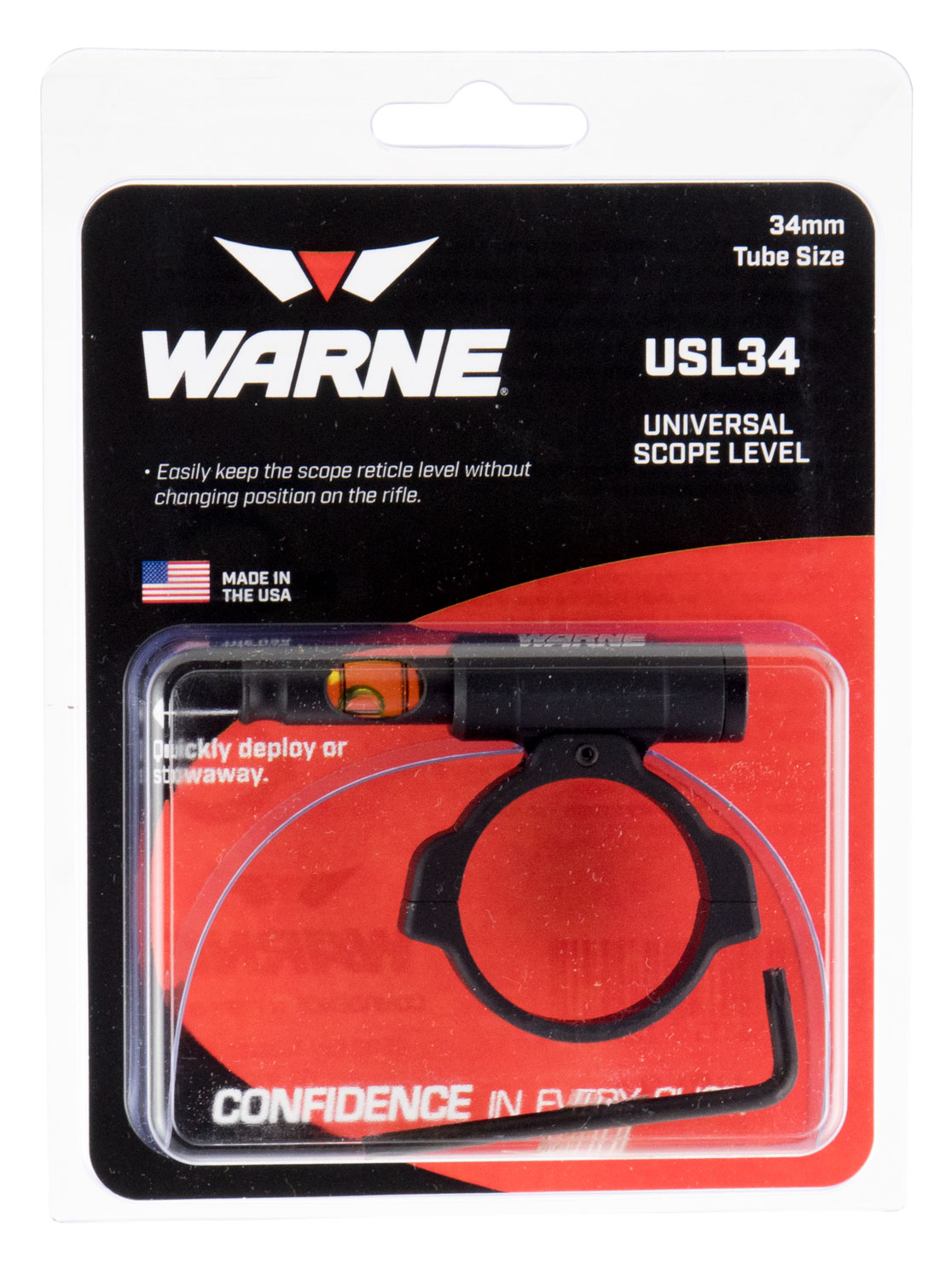 Warne USL34 Universal Scope Level 34mm Tube Diameter Universal Aluminum Black