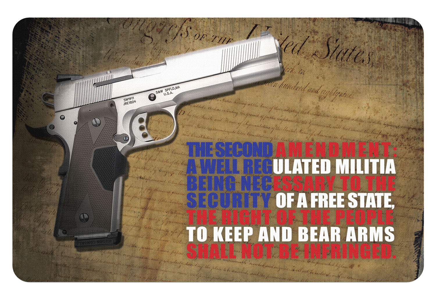 TekMat TEKR172AMEND Right To Bear Arms Cleaning Mat Multi-Color Rubber 11″x17″ 2nd Amendment