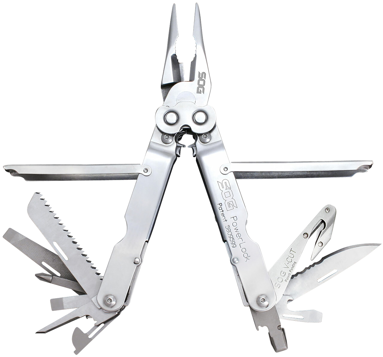 S.O.G SOG-S62N-CP PowerLock V-Cutter Polished 420 Stainless Steel 7″ Long Includes Sheath