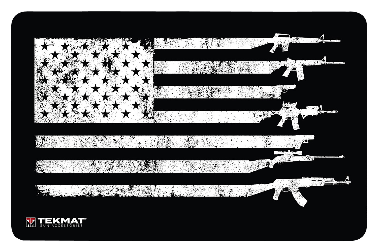 TekMat TEK42GFUSA USA Gun Flag Door Mat Black/White Rubber 25″x42″