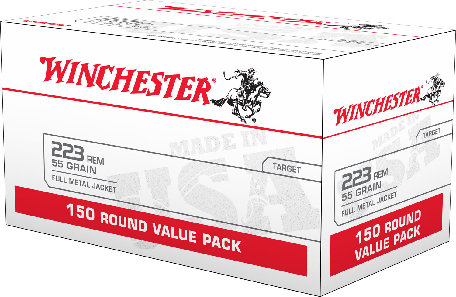 Winchester Ammo W223150 USA 223Rem 55gr Full Metal Jacket 150 Per Box/4 Case *Value Pack