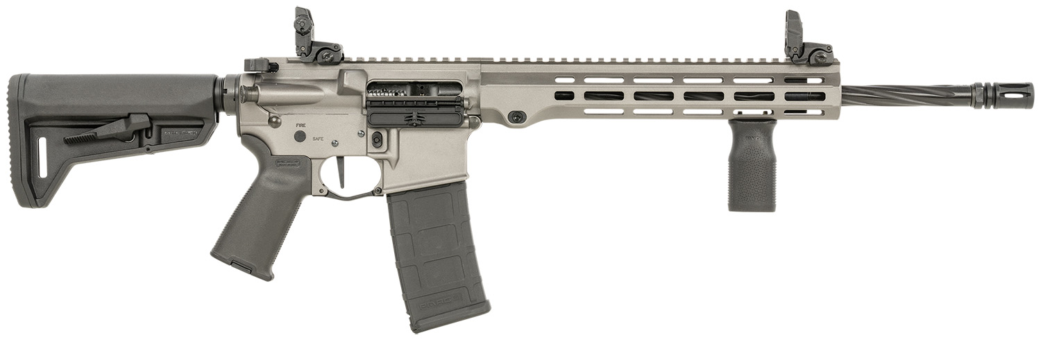 Maxim Defense MXM49734 MD15 L 5.56x45mm NATO 30+1 16″ Fluted Barrel, Sniper Gray Rec/M-LOK Handguard, Black Magpul Furniture, SL-K Stock, MBUS Sights, Blackout Defense Flat Trigger
