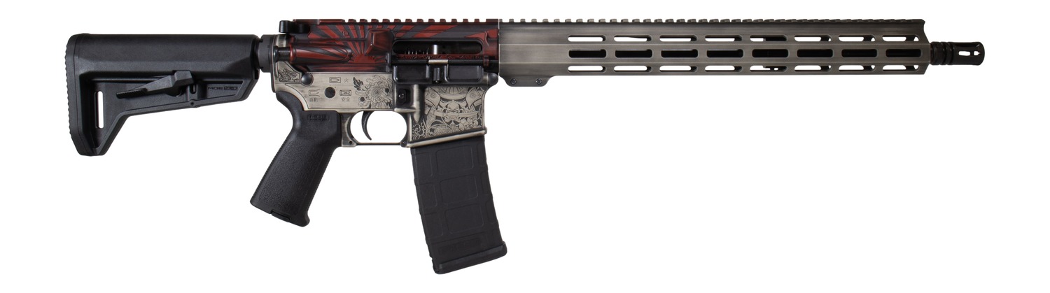 Shark Coast Tactical 300-054-1000-04 Bushido 5.56 NATO 30+1 16″ Black Nitride Threaded Barrel, Engraved Aluminum Receiver w/Picatinny Rail, M-LOK Handguard, Magpul Collapsible Black Polymer Stock, Ma