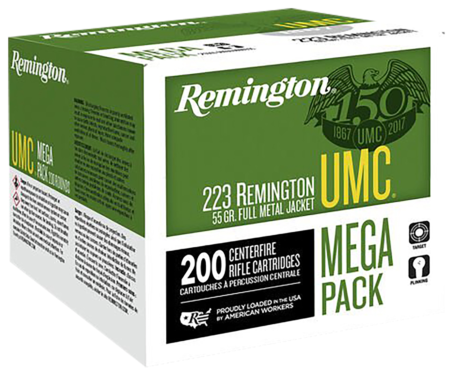 Remington Ammunition 23683 UMC Mega Pack 223Rem 55gr Full Metal Jacket 200 Per Box/4 Case
