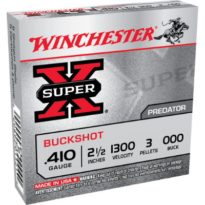 Winchester Super-X Buckshot .410 Ga 2 1/2″ 000 Buck 3 Pellet