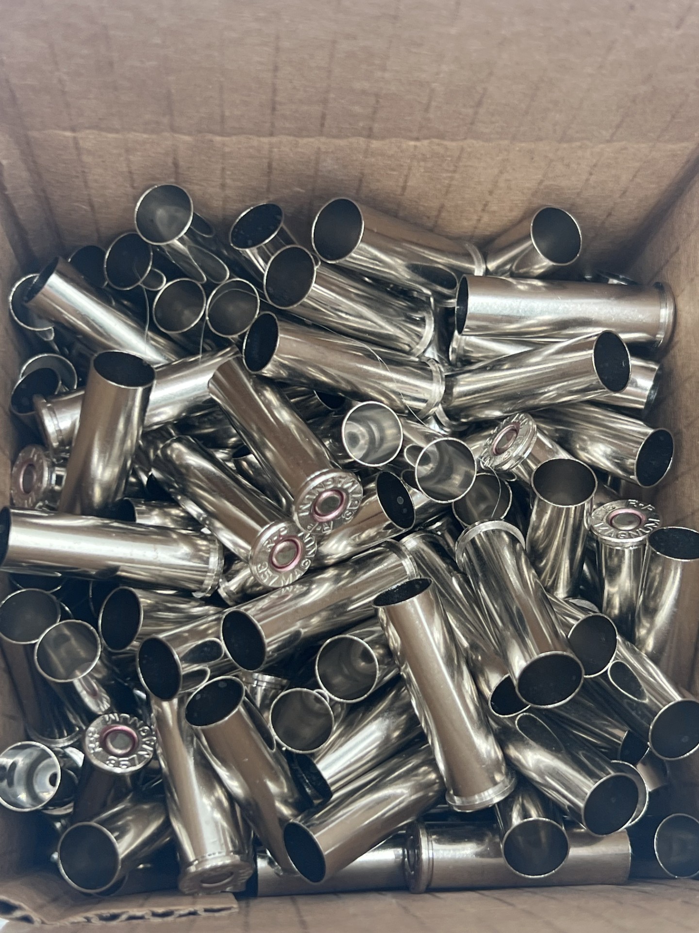.357 Magnum Remington 1x fired Nickel plated brass 100 count PRIMED
