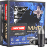 NORMA .380 ACP AMMO 85 GRAIN MHP 20RDS