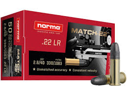 Norma Match 22LR 40gr. LRN Ammunition, 50 Round Box x10 (500round brick)