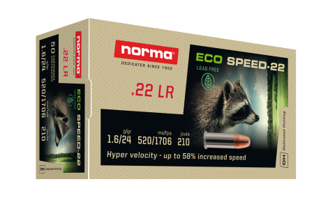 NORMA ECOSPEED 22LR AMMO 25 GRAIN LEADFREE RIMFIRE, 50RDS