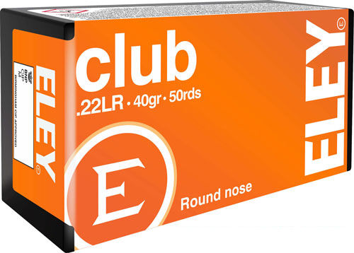 ELEY CLUB 22LR 40GR. ROUND NOSE 50RD BOX (lot #3124-40013) Free Shipping over $250