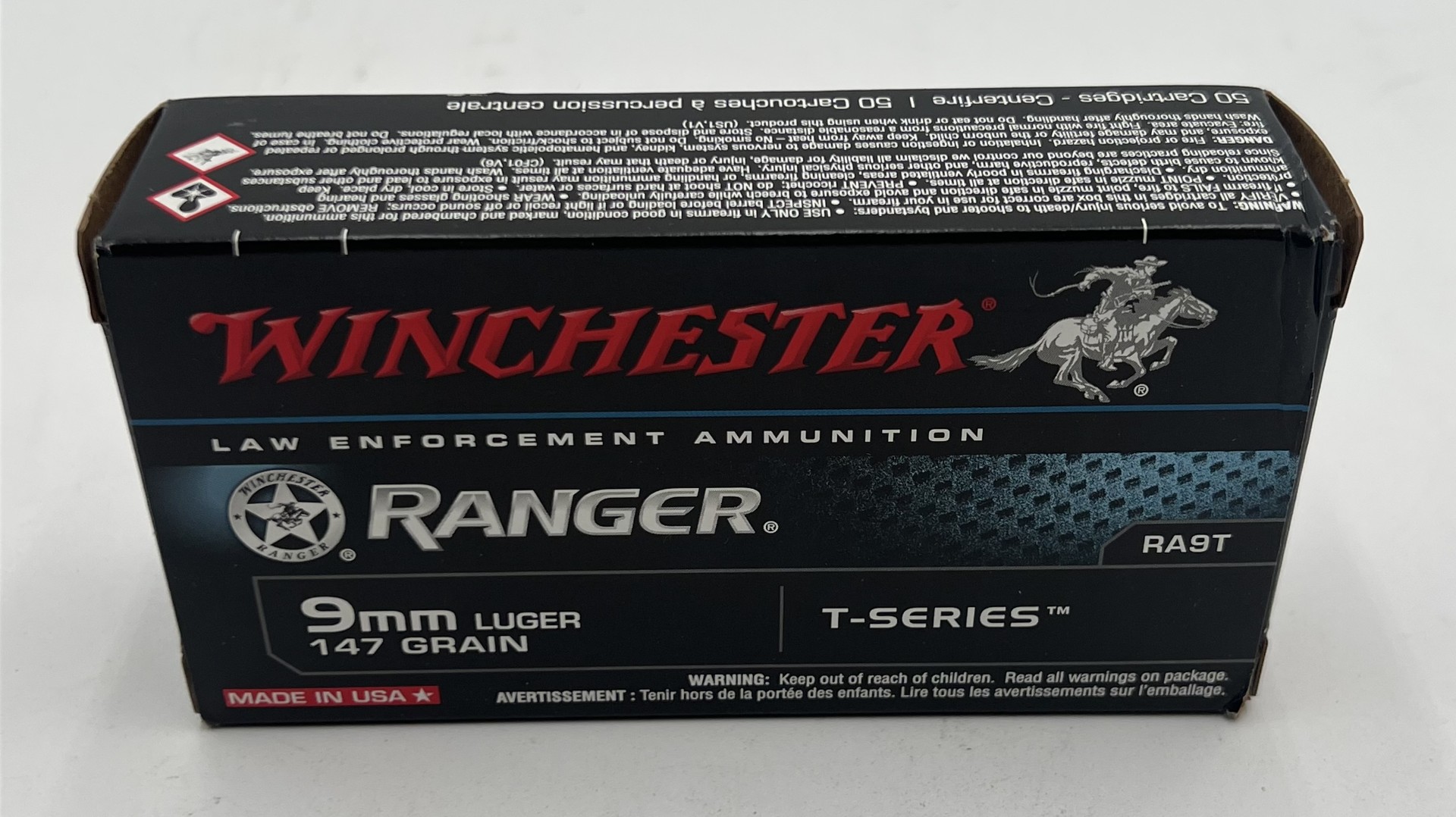 Winchester Ranger 9mm 147 grain JHP T-Series ammo 50 rounds RA9T