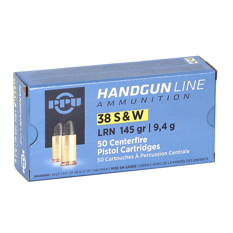 PRVI PARTIZAN AMMO 38 S&W 145gr LEAD-RN 50 rounds