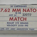 7.62×51 Lake City Match 173 grain 20 rounds ammunition 1967 dated