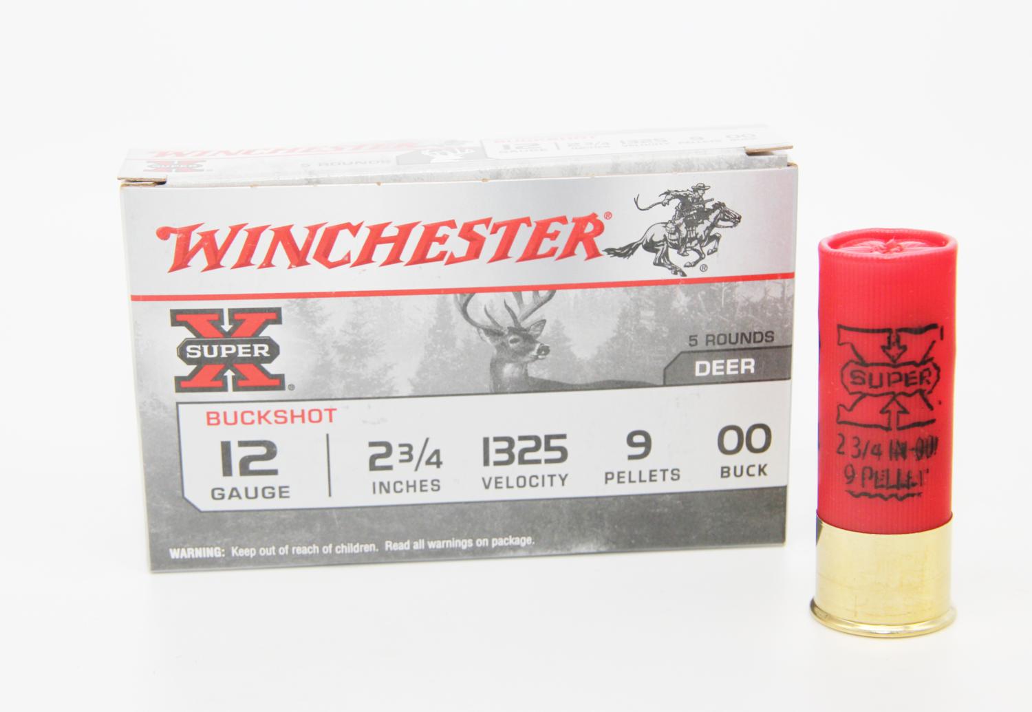 Winchester Super-X Ammunition 12 Gauge 2-3/4″ Buffered 00 Buckshot 9 Pellets