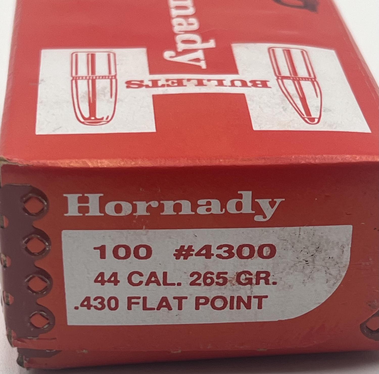 .430 Hornady 44 cal Flat Point 265 Grain bullet 100 count