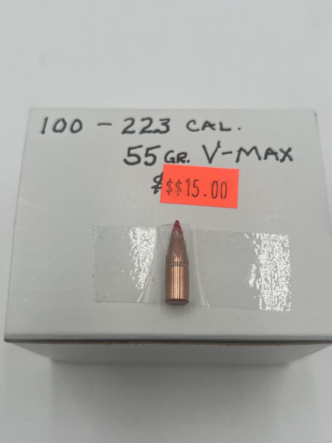 .224″ Hornady 55 grain Vmax bullets box of 100