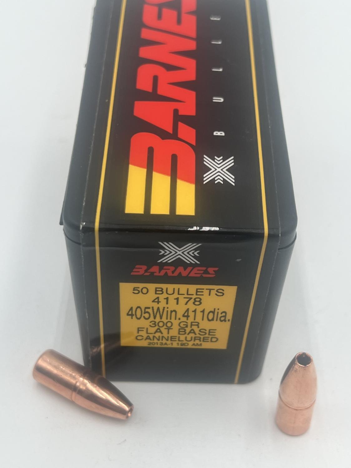 Barnes 405 win .411″ 300 grain Flat Base Cannelured bullets 50 count
